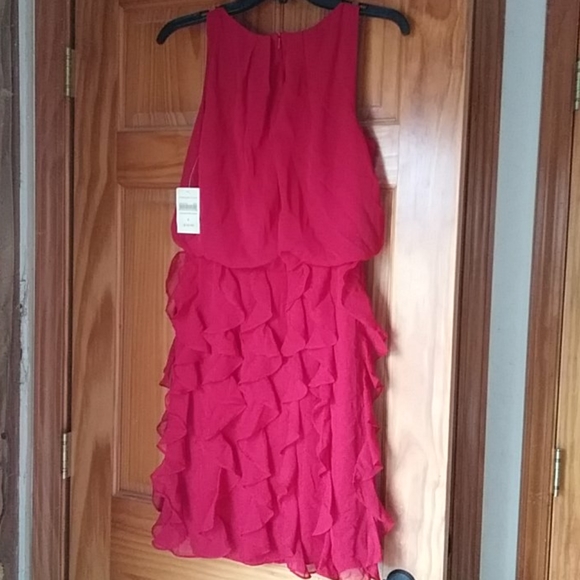 Coldwater Creek Dresses & Skirts - Cascade Ruffle Deep Red Dress 8
